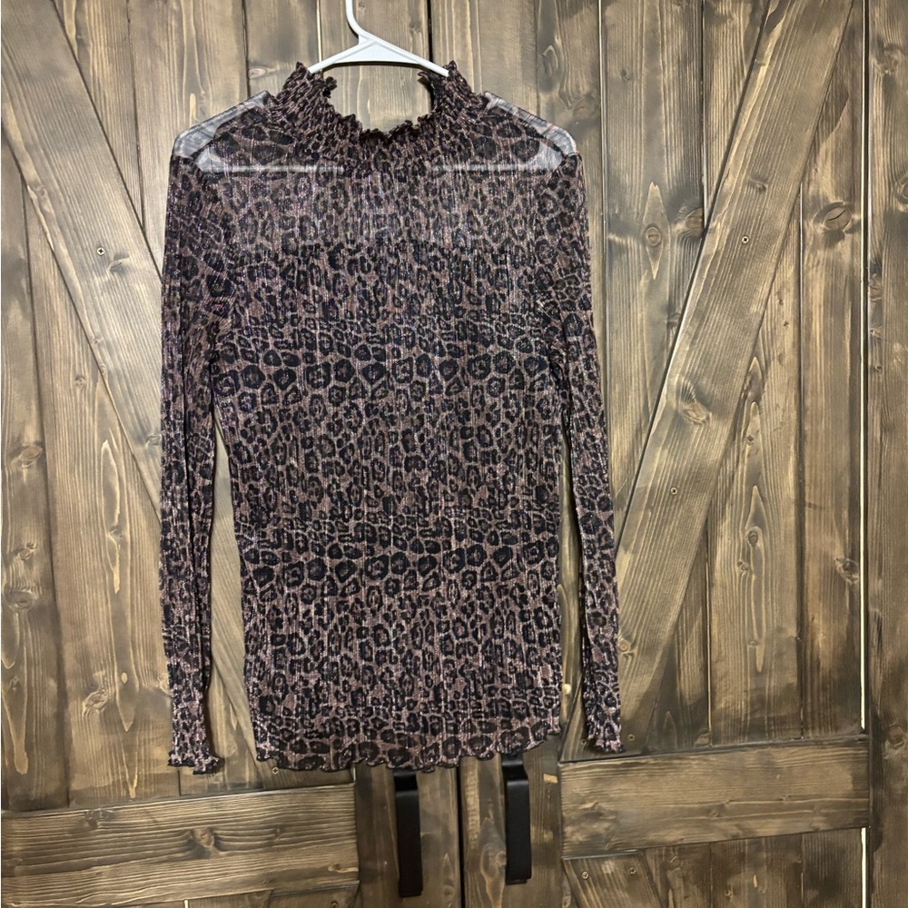 Adrianna Papell Animal Print Long Sleeve Blouse